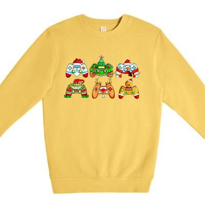 Video Game Controller Christmas Santa Hat Gamer Funny Gift Premium Crewneck Sweatshirt