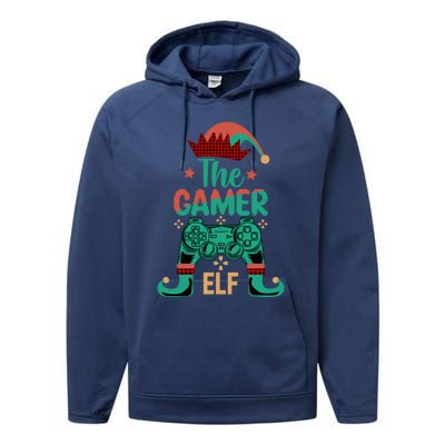 Video Game Controller Christmas Santa Elf Gamer Cool Gift Performance Fleece Hoodie