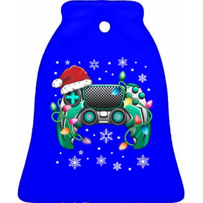 Video Game Controller Christmas Santa Hat Gamer Gift Ceramic Bell Ornament