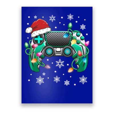 Video Game Controller Christmas Santa Hat Gamer Gift Poster