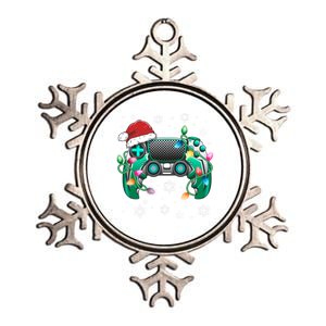 Video Game Controller Christmas Santa Hat Gamer Gift Metallic Star Ornament