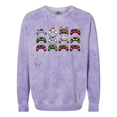 Video Game Controller Christmas Santa Hat Gamer Xmas Meaningful Gift Colorblast Crewneck Sweatshirt