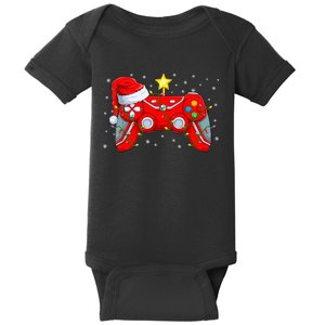 Video Game Controller Christmas Santa Hat Gamer Boy Xmas Baby Bodysuit