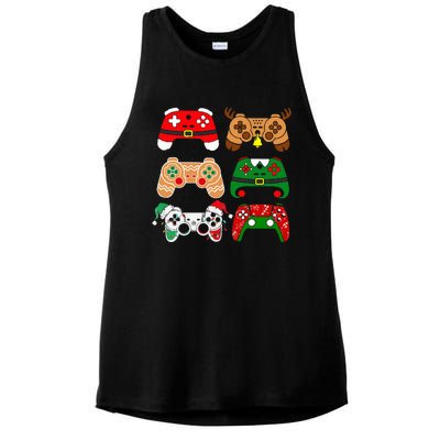 Video Game Controller Christmas Santa Hat Gamer Ladies PosiCharge Tri-Blend Wicking Tank