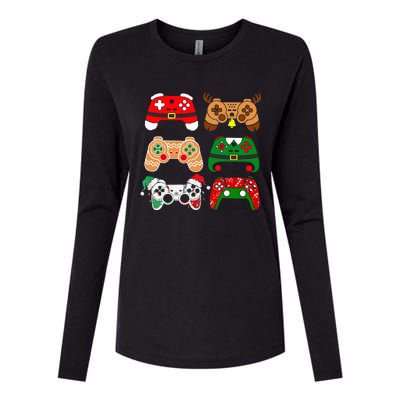 Video Game Controller Christmas Santa Hat Gamer Womens Cotton Relaxed Long Sleeve T-Shirt