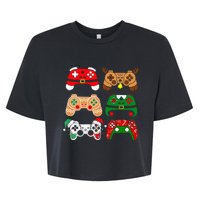 Video Game Controller Christmas Santa Hat Gamer Bella+Canvas Jersey Crop Tee