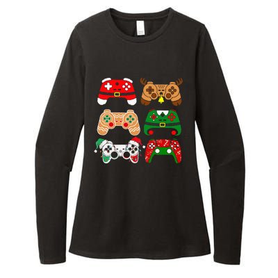 Video Game Controller Christmas Santa Hat Gamer Womens CVC Long Sleeve Shirt