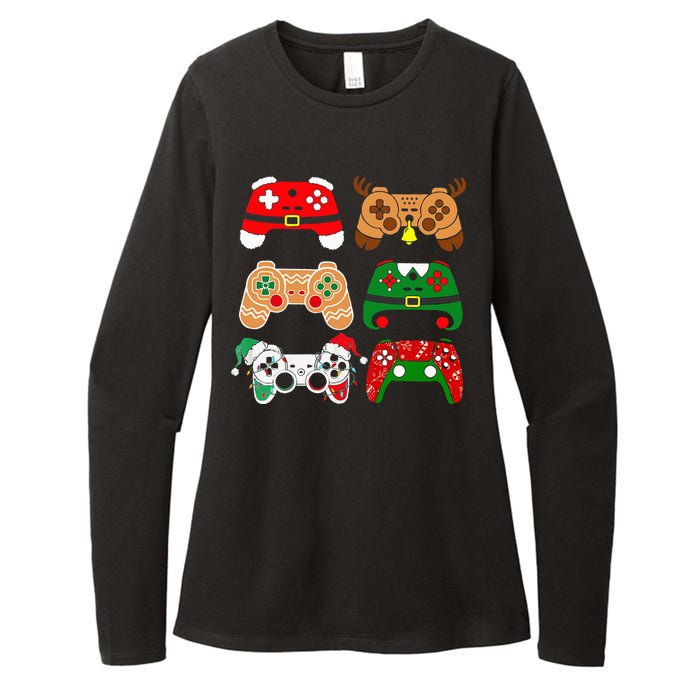 Video Game Controller Christmas Santa Hat Gamer Womens CVC Long Sleeve Shirt