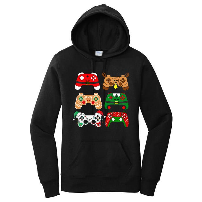 Video Game Controller Christmas Santa Hat Gamer Women's Pullover Hoodie