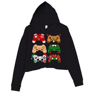 Video Game Controller Christmas Santa Hat Gamer Crop Fleece Hoodie