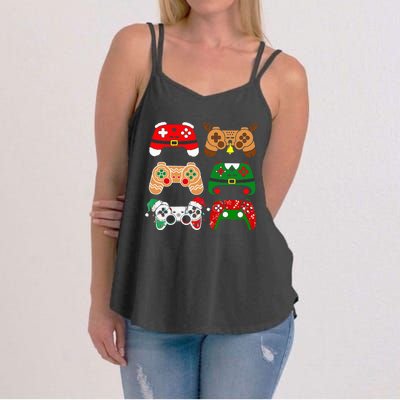 Video Game Controller Christmas Santa Hat Gamer Women's Strappy Tank