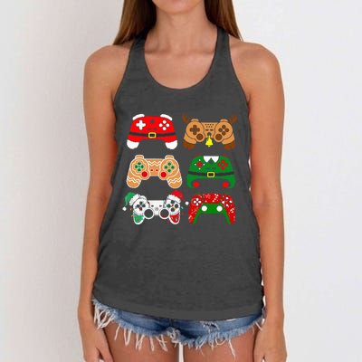 Video Game Controller Christmas Santa Hat Gamer Women's Knotted Racerback Tank