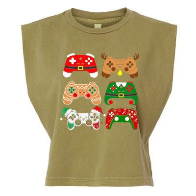 Video Game Controller Christmas Santa Hat Gamer Garment-Dyed Women's Muscle Tee