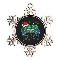 Video Game Controller Christmas Santa Hat Gamer Metallic Star Ornament