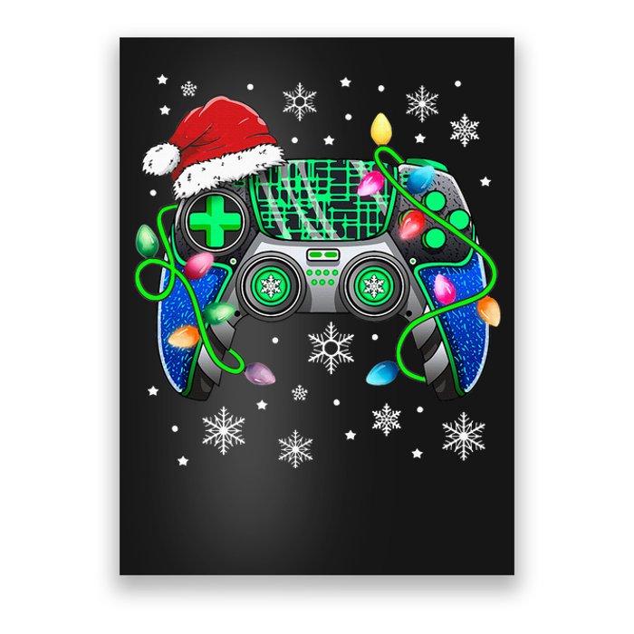 Video Game Controller Christmas Santa Hat Gamer Poster