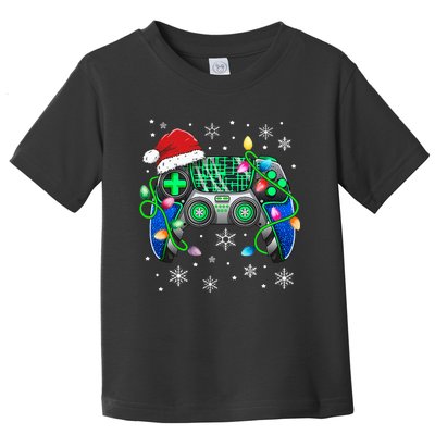 Video Game Controller Christmas Santa Hat Gamer Toddler T-Shirt