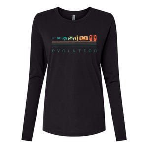 Video Game Controller Evolution 80s 90s Retro Gaming Gamer Gift Womens Cotton Relaxed Long Sleeve T-Shirt