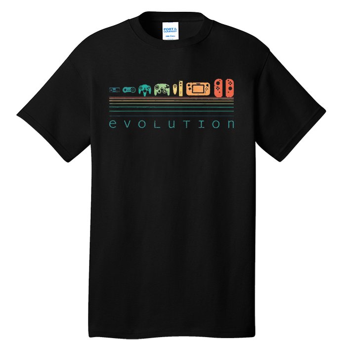 Video Game Controller Evolution 80s 90s Retro Gaming Gamer Gift Tall T-Shirt