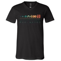 Video Game Controller Evolution 80s 90s Retro Gaming Gamer Gift V-Neck T-Shirt