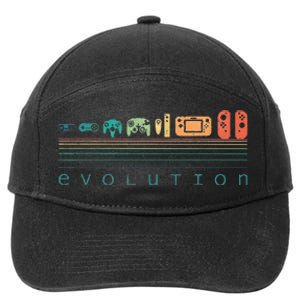 Video Game Controller Evolution 80s 90s Retro Gaming Gamer Gift 7-Panel Snapback Hat