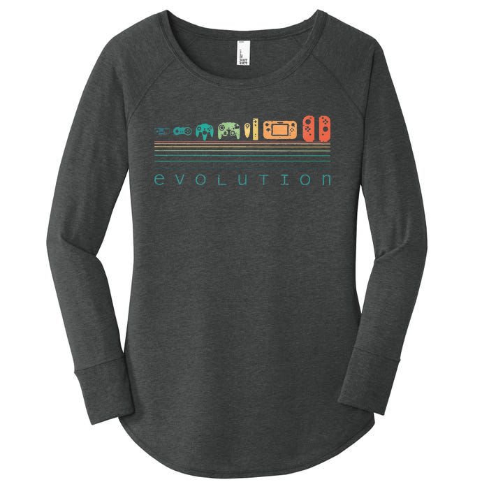 Video Game Controller Evolution 80s 90s Retro Gaming Gamer Gift Women's Perfect Tri Tunic Long Sleeve Shirt