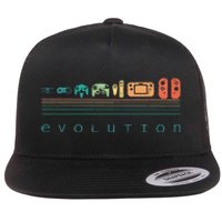 Video Game Controller Evolution 80s 90s Retro Gaming Gamer Gift Flat Bill Trucker Hat