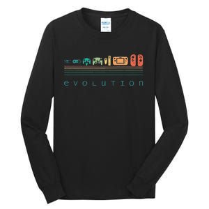 Video Game Controller Evolution 80s 90s Retro Gaming Gamer Gift Tall Long Sleeve T-Shirt