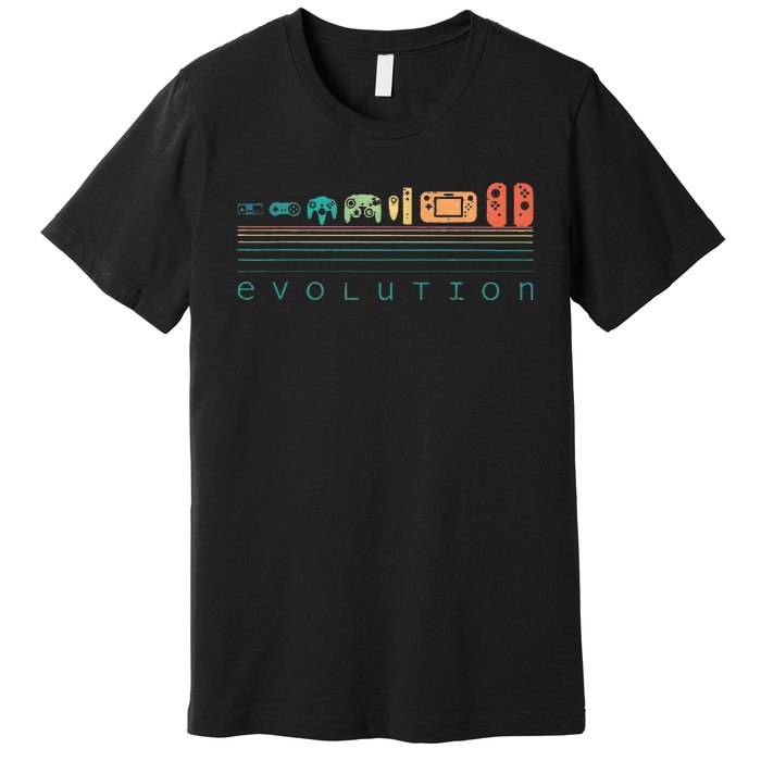 Video Game Controller Evolution 80s 90s Retro Gaming Gamer Gift Premium T-Shirt