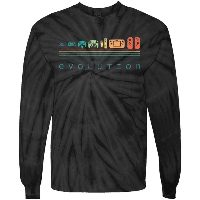 Video Game Controller Evolution 80s 90s Retro Gaming Gamer Gift Tie-Dye Long Sleeve Shirt