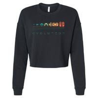 Video Game Controller Evolution 80s 90s Retro Gaming Gamer Gift Cropped Pullover Crew