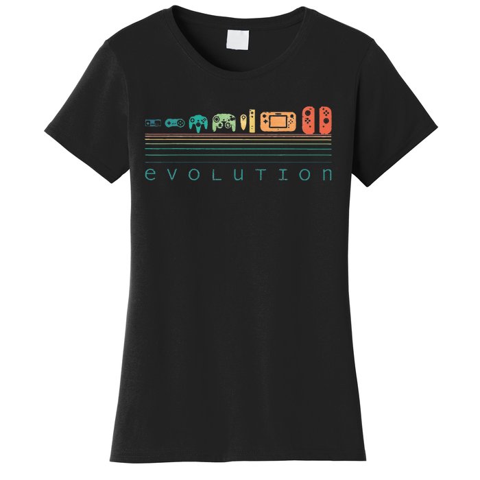 Video Game Controller Evolution 80s 90s Retro Gaming Gamer Gift Women's T-Shirt