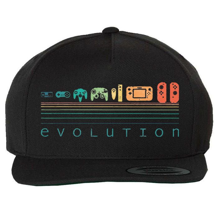 Video Game Controller Evolution 80s 90s Retro Gaming Gamer Gift Wool Snapback Cap