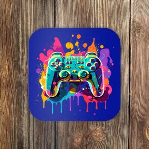 Video Game Controller Paint Splatter Colorful 90S Gaming Great Gift Coaster