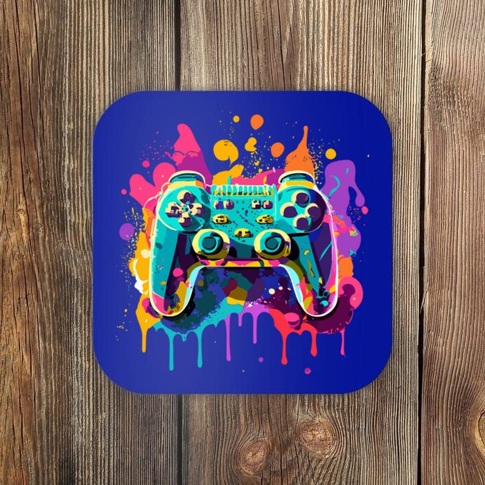 Video Game Controller Paint Splatter Colorful 90S Gaming Great Gift Coaster