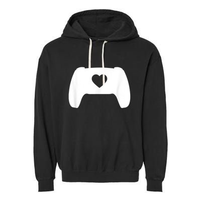 Video Game Controller Heart Gamer ValentineS Day Garment-Dyed Fleece Hoodie