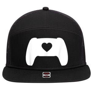 Video Game Controller Heart Gamer ValentineS Day 7 Panel Mesh Trucker Snapback Hat