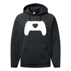 Video Game Controller Heart Gamer ValentineS Day Performance Fleece Hoodie