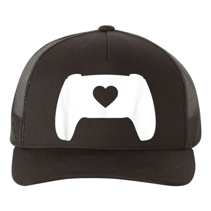 Video Game Controller Heart Gamer ValentineS Day Yupoong Adult 5-Panel Trucker Hat