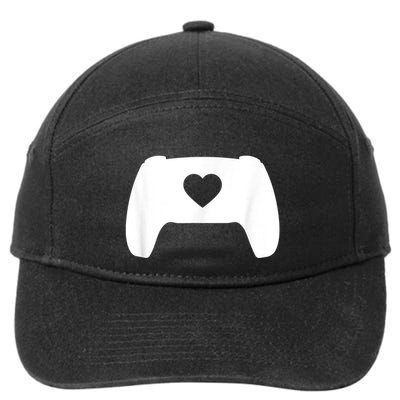 Video Game Controller Heart Gamer ValentineS Day 7-Panel Snapback Hat