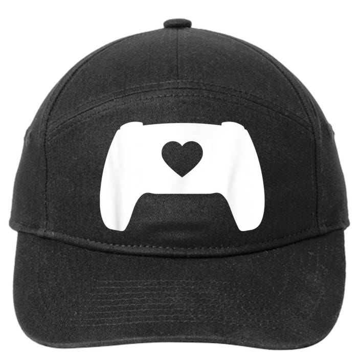 Video Game Controller Heart Gamer ValentineS Day 7-Panel Snapback Hat