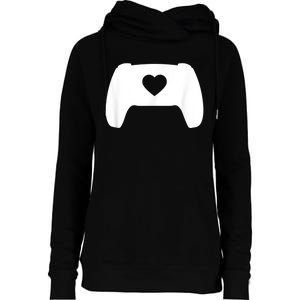 Video Game Controller Heart Gamer ValentineS Day Womens Funnel Neck Pullover Hood