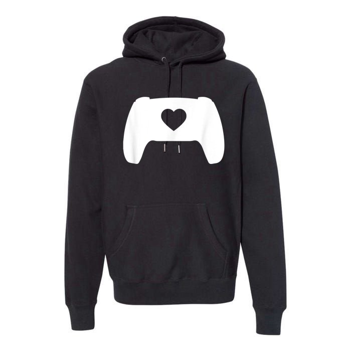 Video Game Controller Heart Gamer ValentineS Day Premium Hoodie