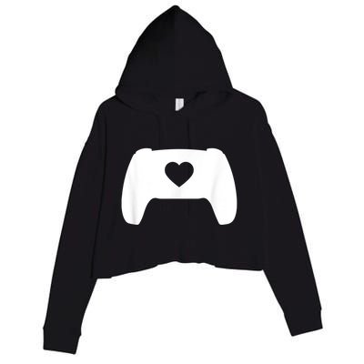 Video Game Controller Heart Gamer ValentineS Day Crop Fleece Hoodie