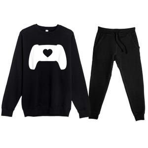 Video Game Controller Heart Gamer ValentineS Day Premium Crewneck Sweatsuit Set