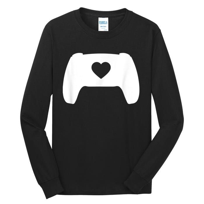 Video Game Controller Heart Gamer ValentineS Day Tall Long Sleeve T-Shirt