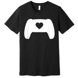 Video Game Controller Heart Gamer ValentineS Day Premium T-Shirt