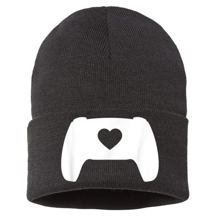 Video Game Controller Heart Gamer ValentineS Day Sustainable Knit Beanie