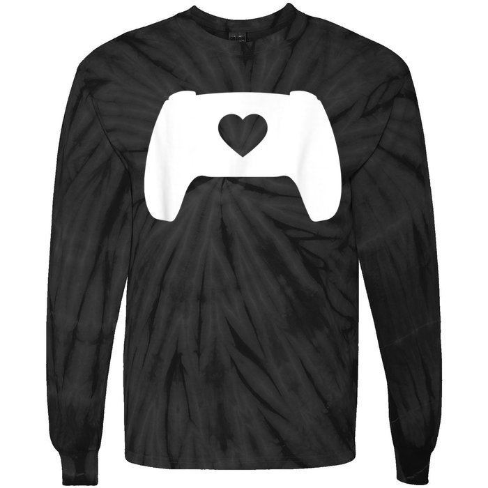 Video Game Controller Heart Gamer ValentineS Day Tie-Dye Long Sleeve Shirt