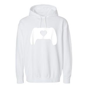 Video Game Controller Heart Gamer ValentineS Day Garment-Dyed Fleece Hoodie