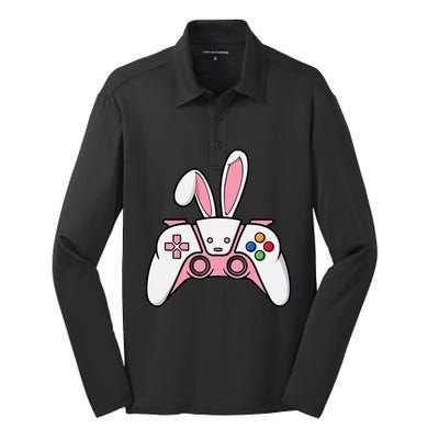 Video Game Controller With Bunny Ears Funny Easter Gaming Silk Touch Performance Long Sleeve Polo